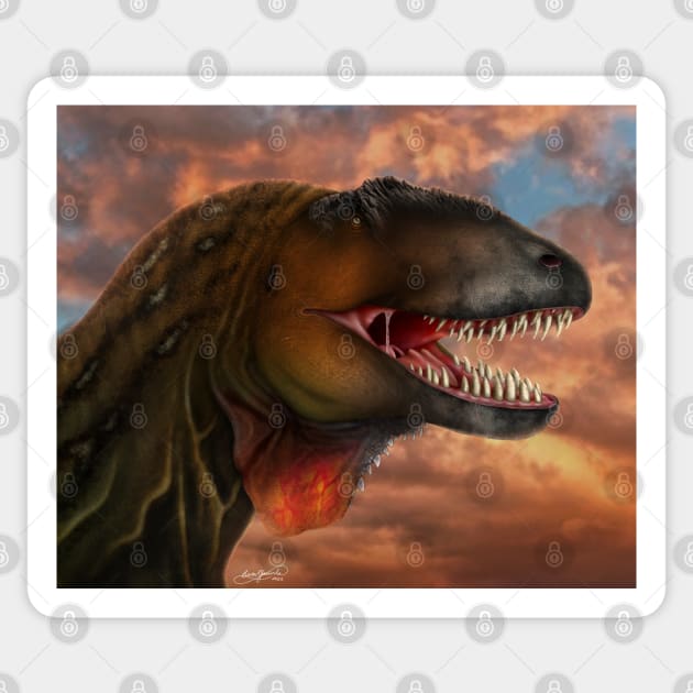 Carcharodontosaurus saharicus Paleoart Sticker by saradrawspaleo